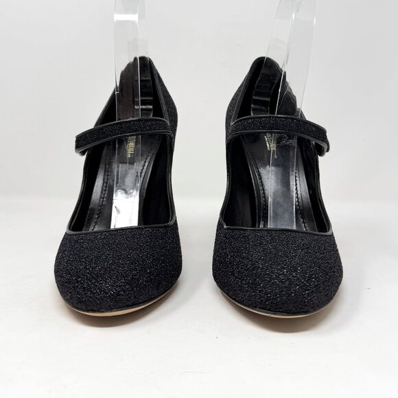 Dolce & Gabbana Mary Jane Pumps Black Baroque DG Logo Heel Size 38 Designer - Picture 5 of 12